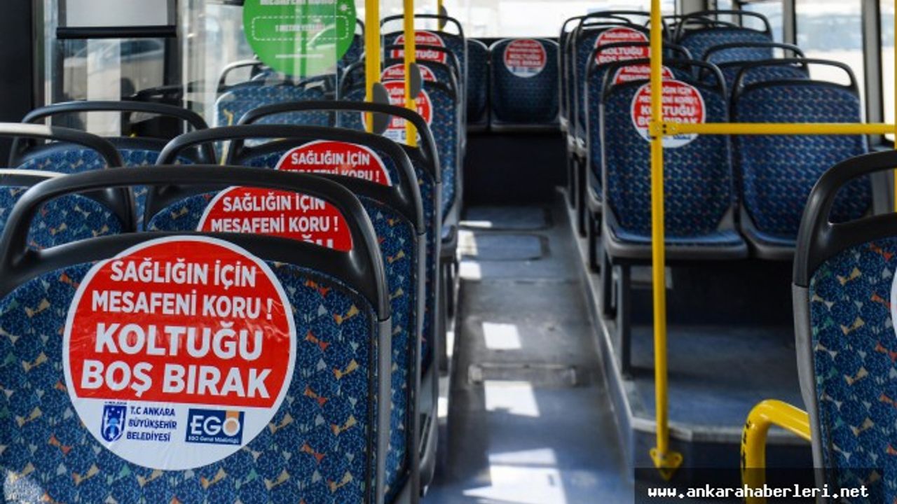 Ankara'da otobüslerde korona mesafesi!