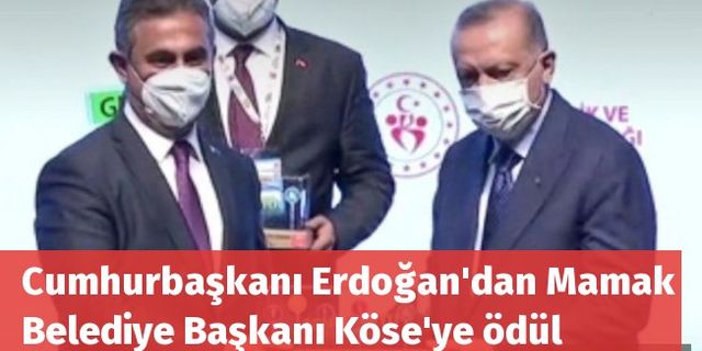 Cumhurbaşkanı Erdoğan'dan Mamak Belediye Başkanı Köse'ye ödül