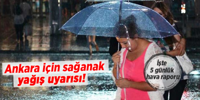 Ankara için sağanak yağış uyarısı!